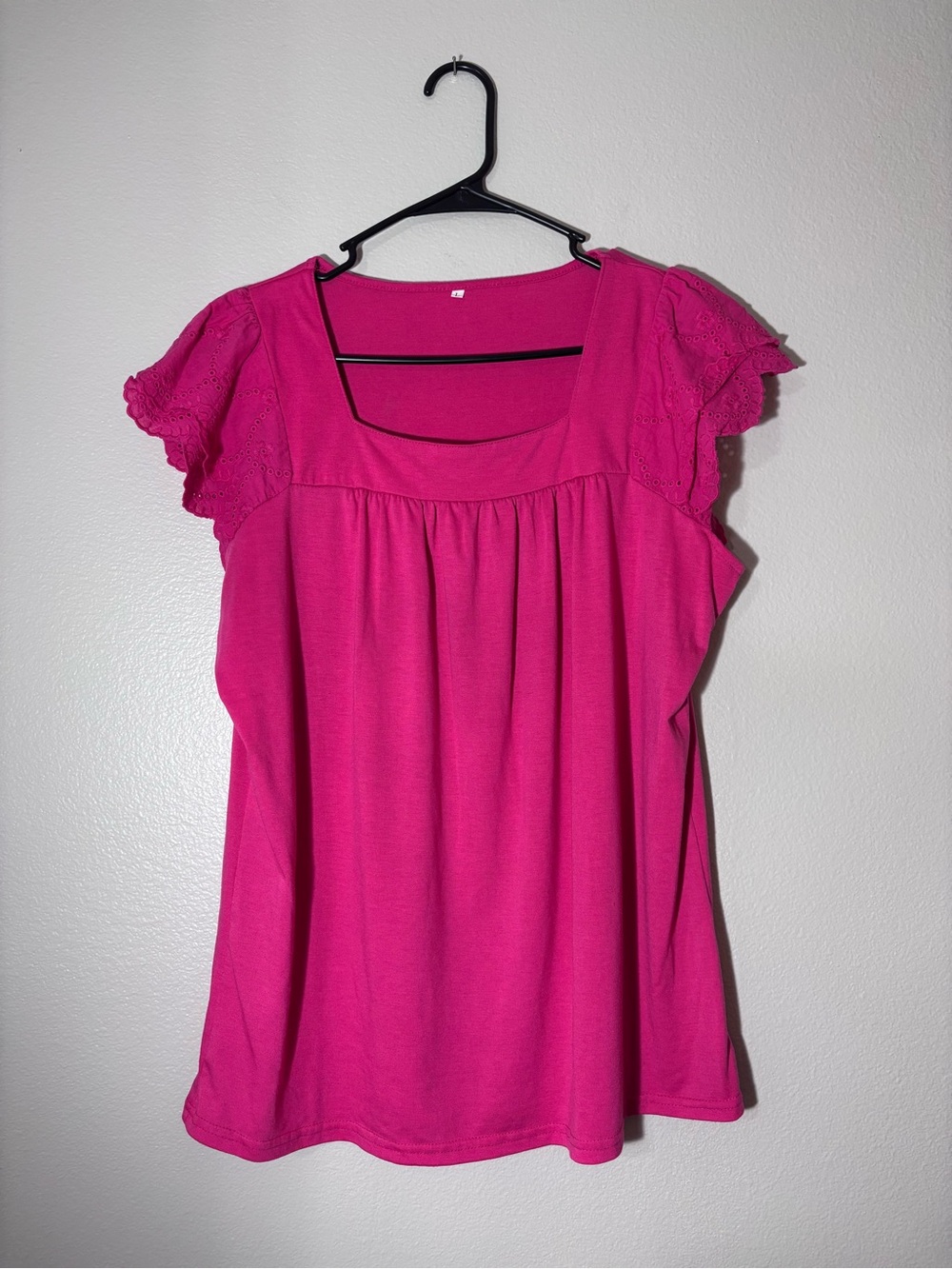 Amazon Women's Bright Fuchsia Short Sleeve Square Neck Top